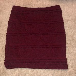 Dark red laced pencil skirt